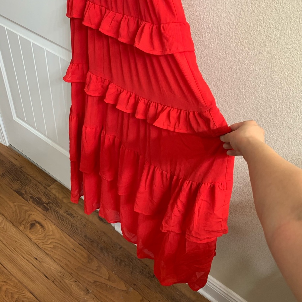 NEW Long Ruffle Red Dress - Picture 4 of 5